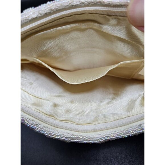 Vintage Andre Cellini Cream Iridescent Beaded Formal Shoulder Bag Purse - Picture 2 of 8